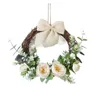 Decorative Flowers Cilected Floral Wreath 9" Welcome Sign Artificial Peony Green Leaves For Front Door Wall Hanging Window Outdoor