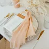 Serviette De Table 12PCS 42x42cm Gaze Coton Serviettes Réutilisable Rose CTrim Torchon RustiRc Rétro Bavures Pour La Décoration De Fête De Mariage