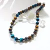 Girocollo Lii Ji 10mm/12mm Occhio di tigre Ematite Multi pietra Collana in acciaio inossidabile 56cm Trendy Bohe per uomo