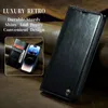 CaseMe Retro Leder Flip Stand Wallet Cases für iPhone 14 Pro Max 13 12 11 XS XR X 8 7 Plus Stoßfeste Kreditkartenfächer Halter Telefonabdeckung