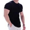 Magliette da uomo Casual Solid Maglietta a maniche corte Uomo Palestra Fitness Sport Camicia in cotone Maschile Bodybuilding Skinny Tee Tops Abiti da allenamento estivi 230425