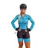 Set da corsa KafiMacaquinho Ciclista Promotion Tuta da ciclismo da donna manica lunga abbigliamento da bici aderente blu