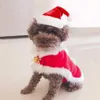 Vêtements pour chiens ATUBAN Costume de Noël pour animaux de compagnie Chat Santa Outfit Petit chien Chapeau de Noël avec manteau Ensemble Cat Year Apparel Cosplay Fournitures Head Wear 231124