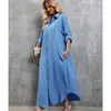 Robes décontractées Maxi chemise robe automne et hiver mode femme lâche col rabattu manches longues couleur unie irrégulière