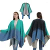 Foulards Femmes Automne Hiver Ombre Ruana Cape Mode Thicked Gradient Rampe Cachemire Poncho Street Style Couleur Bloc Pashmina Wrap YK109