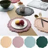 Table Mats 1PC Plates Round Silicone Placemats 12.5cm Embossed Lace Coasters Wedding Home Supplies Bowls Pot