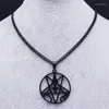 Kolye Kolyeler Paslanmaz Çelik Ters Çapraz Gizli Pentagram Zinciri Siyah Renk Şeytani Gotik Şeytan Takı N1159S06