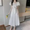 Robes décontractées SLPBELY femmes français robe élégante été nœud à lacets blanc fée manches bouffantes fête Hepburn longue robe d'été