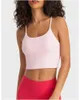 LL nieuwe yoga vest dames met borstkussen sexy dunne riem schoonheid terug fitness top half kleine halter yogakleding sportondergoed 29 kleuren