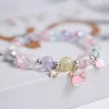 Bracelets porte-bonheur nouveau coréen lune étoile coloré cristal perlé Bracelet pour femmes bohème lapin chat Animal à la main élastique corde bijoux de mode Z0426