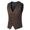 Gilet da uomo in pelle scamosciata alla moda con scollo a V, formale, slim fit, gilet monopetto da uomo, consegna gratuita