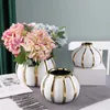 Vases Ceramic White Gold Vase Modern Simple Home Decoration Flowerpot Phalaenopsis Basin with Flower Arrangement 231124