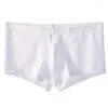 Onderbroek Heren Comfortabel Transparant Dun Slipje Lage Taille Effen U Bolle Zakje Ondergoed Heren Kanten Boxers Ademende Slips