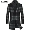 Hommes fourrure fausse BATMO 2023 arrivée automne hiver laine trench manteau hommes plaid pardessus M5XL 2975 231124