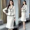 Women's Suits Blazers Spring Luxury Business Knee Length Tweed Skirt Suits for Women Jacket and Long Skirts Office Lady 2 Piece Work Wear Blazer Set 230426