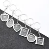 Creative Photo Frame Par Nyckelringar älskar hjärta Square Round Styles Keyring Pendant Personlighet Foto dekoration gåva