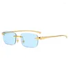 Lunettes de soleil mode Vintage sans monture carré femmes hommes concepteur voyage conduite métal petites lunettes de soleil femme UV400