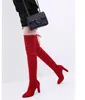 50 Party Suede Fashion Sexy Leather Shoes Women Over the Knee Heels Boots Stretch Flock Winter High Botas 326 231124 19729 83205 24376