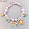 Strang Bunte Perlen Armbänder Für Mädchen Niedlichen Cartoon Obst Blume Herz Anhänger Charm Armband Party Schmuck Kindergeburtstagsgeschenk