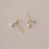 Stud Earrings CMajor 9ct Solid Gold Earring Fashion Temperament Curve Shape Freshwater Pearl Chic Minimal Simple For Women