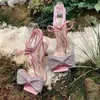 Sandaler Luxury Crystal Bow High Heels Women Shoes Sexy Summer 2023 Brand Designer Lace-Up Party Dress Pumps Stilettos