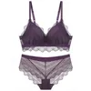 Bras define renda Ultra Fin Triangle Cup Bra e calcinha sem fio Conjunto Deep V Lacy Lacy Meninas Mulheres Lingerie Branca Preta Purple 230426