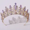 Grampos de cabelo estilo barroco europeu coroa nupcial strass brilhantes tiara feminina para presente festivo de aniversário de natal