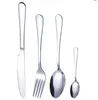 Set di posate Oro Argento Acciaio inossidabile Food Grade Argenteria Set di posate Gli utensili includono Coltello Forchetta Cucchiaio Cucchiaino FY5665 0426