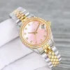 Titta på automatisk mekanisk 31mm kvinnlig armbandsur rostfritt stål 904l Bezel Diamond Designer Armband Montre de Luxe Casual Armband Business Pink Arvur