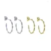 Orecchini a cerchio Drop Ship Donna Lady Orecchino per festa di nozze con Cz Pave Forma di bambù rotonda Oro Argento Colore Huggies Hoops Gioielli