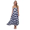 Casual Dresses Chicheca Backless Print Sundress Women Summer Dress Smocked Axless Boho Maxi Long Robe Femme Vestidos 2024