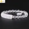 Bracelets de charme CSJA Reiki Boho pierre naturelle pierre blanche clair Quartz cristal de roche Bracelet pour hommes femmes amant coeur pendentif Chakra bijoux F277 231124