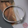 Цепочка Wostu Original 3 Styles Chain Bracelet 100% 925 Серебряный серебряный браслет Fit Diy Charms Bead для женщин Женщины роскошные украшения 230425