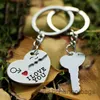 4pcs Keychains Alloy Silver Plated Lovers Gift Wedding Favors Couple My Heart Keychain Fashion Keyring Key Fob Creative Key Chain