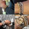 cuba Bracelet perlé Bijoux bileklik slivery Couronne Charme Bracelets Bijoux DIY 4mm Perles Rondes Bracelet Tressé Femme pulseira Zircon