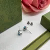 Boucles d'oreilles en cristal bleu Designers de bijoux de luxe plaqué argent femmes hommes ont boucle d'oreille à la mode orrous petite lettre d'or boucles d'oreilles de créateur bijoux