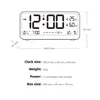 デスクテーブルクロックデジタル目覚まし時計エレクトロニクス壁温度湿度カレンダー週寝室の子供の時計の光装飾231124
