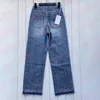 Jeans blu scuro da donna Fashion Designer Button Fly Denim Pants Pantaloni classici slim dritti Jean