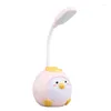 Lampes de table LED lampe de bureau mignon poussin dessin animé Protection des yeux lecture Rechargeable chambre trois Mode veilleuse pour les enfants