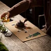 Guardanapos de chá de linho tapete zen, toalha de mesa, bandeira, estilo chinês, almofada de isolamento, retângulo qianlijiangshan, 49x30cm, 6 modelos