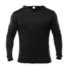 Men's T Shirts Summer And Autumn Muscle Men Solid Color Blank Hooded Slim Sports Long-Sleeved T-shirt Cotton