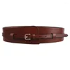 Belts Western Cow Leather Wide Pin Buckle Women Cummerbund 5 Colours Fashion Thin Belt Can USE Alone With Dress Down Coat