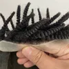 6 inches European Virgin Human Hair Replacement #1b Afro Braids AUS Toupee 8x10 Lace with PU Unit for Black Men