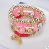 Ссылка браслетов 4PCS/SET Designer Fashion Multilayer Crystal Beads Leave Tassel Bangles Jewelry for Women Gift
