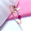 Anillos de racimo 585 chapado en oro púrpura 14K rosa exquisita pequeña flor rubí para mujeres moda clásica dulce estilo joyería