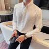 Men's Casual Shirts 4XL-M High-end Luxury Leopard Print Long-sleeved Shirt Trendy Slim-fit Business Dress For Men