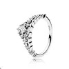 Anello Tiara Wishbone da favola per Pandora Fedi nuziali in vero argento sterling per le donne Sorelle Regalo fidanzata Anello di lusso con diamanti CZ con cofanetto originale