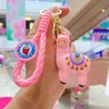 LLavero de alpaca arcoíris bonito, colgante adhesivo suave de PVC, llavero de coche, anillo, bolsa, joyería colgante, recuerdo de fiesta