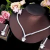 قلادة من الخرز cwwzircons أنيقة Dangle Drop White Zirconia Zirconia Women Party Necklace Congring Pearl Jewelry for Wedding Fridal Gift T674 231124