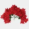 Kwiaty dekoracyjne sztuczne poinsettia kwiat realistyczne świąteczne gałęzie 5pcs faux kwiatowy wystrój zielonych liści do domu